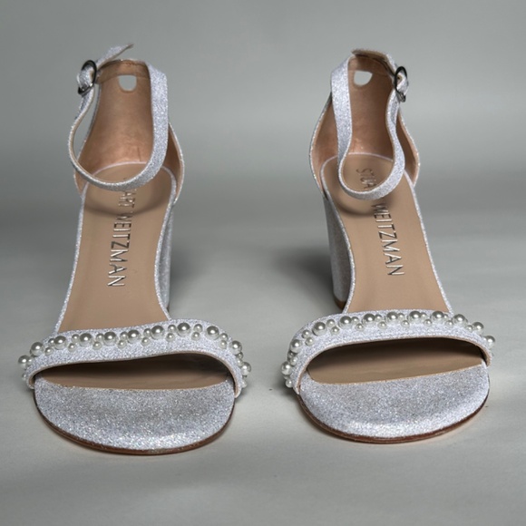 Stuart Weitzman Wedding Rare Nearlynude Demipearl Sandal 80mm 3.2in SZ 8 - Picture 3 of 9